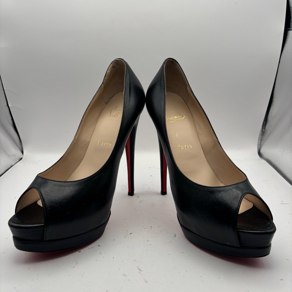 Christian Louboutin Black Leather 5.5 inch Heels